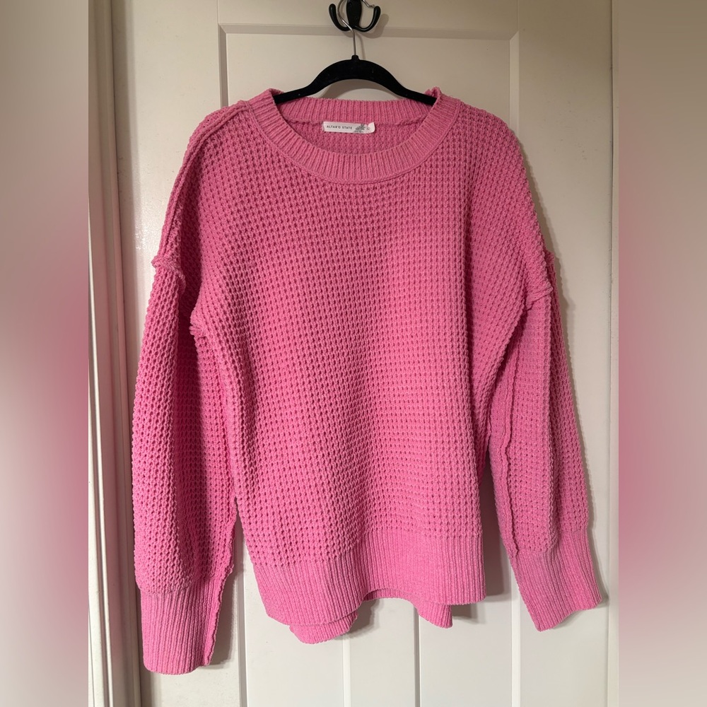 Altar’d State Pink Waffle Knit Sweater